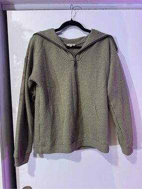 Kori Olive Green Quarter-Zip Knit Hoodie
